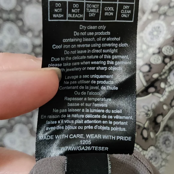 TED BAKER LONDON TB 3 US 6 Silk Tie Back Dress in Gray Multi Geometric Print 👗 - Picture 9 of 9